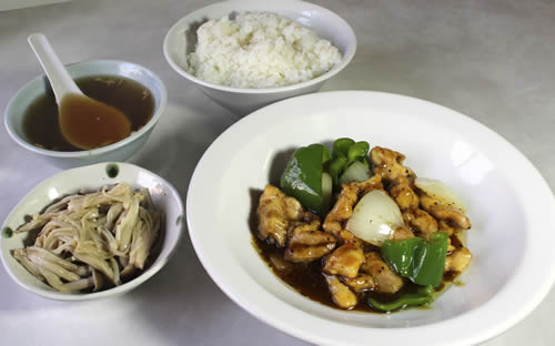 鶏の黒胡椒炒め定食